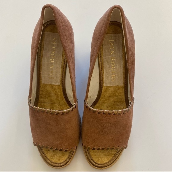 Jack Rogers || Suede Palmer Wedges Mauve Pink Rose Gold 7 NWOB - Picture 5 of 7